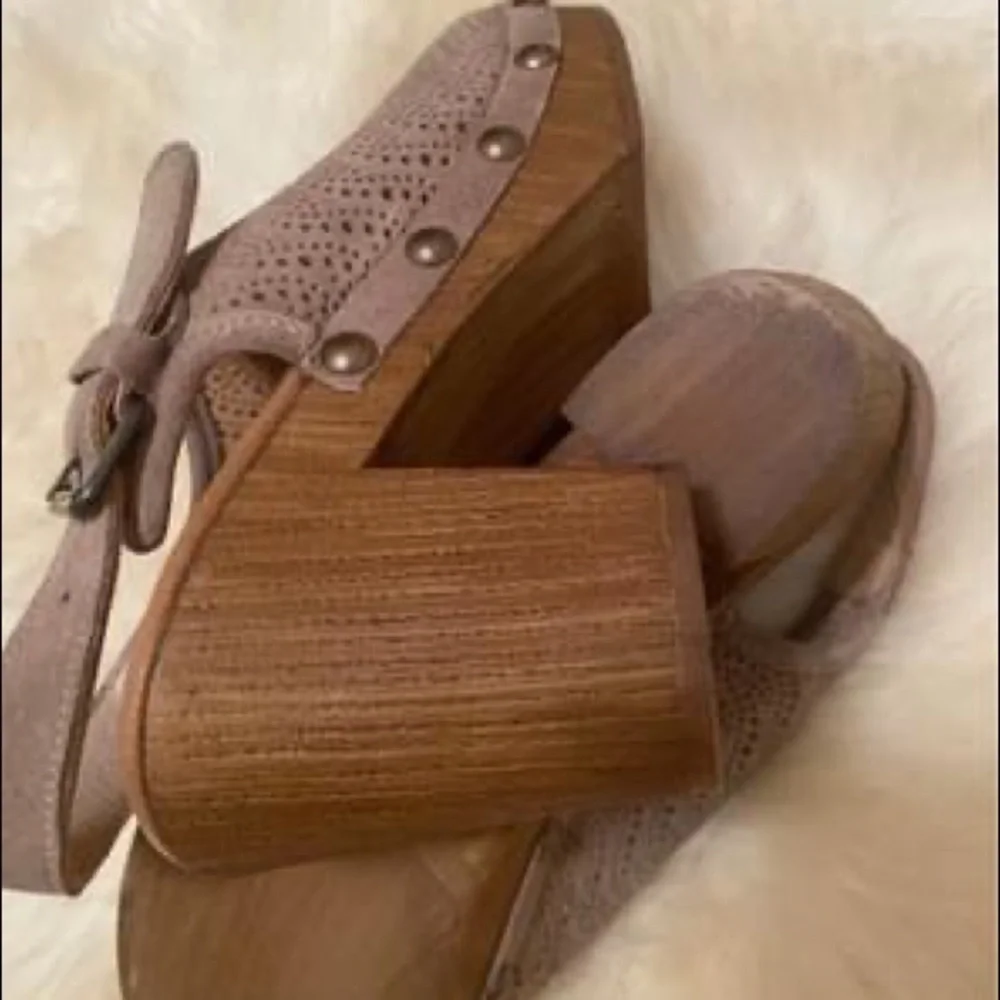 Eric Michael | Women's Brown Embellished Studded Lasercut Julia Clogs Heels